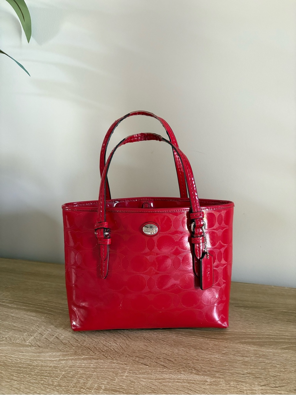 Coach Red Peyton Embossed patent leather purse